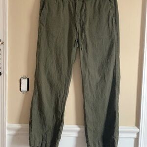 Ann Taylor Women’s Olive Green Linen Blend Casual Pants SP Drawstring Pockets